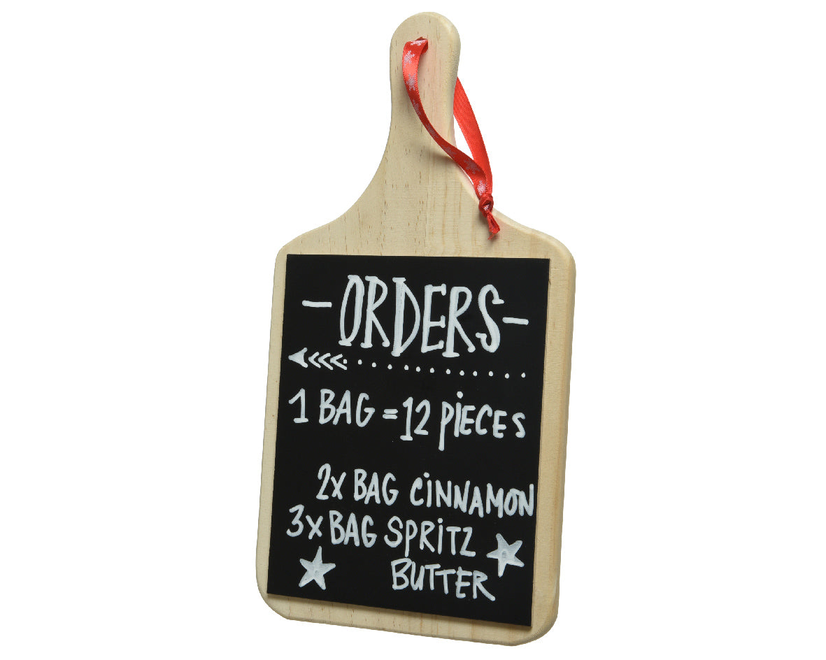 Pendente lavagna in legno 16 x 30 cm per cucina con superficie scrivibile e nastro di sospensione - DeMatteis.it
