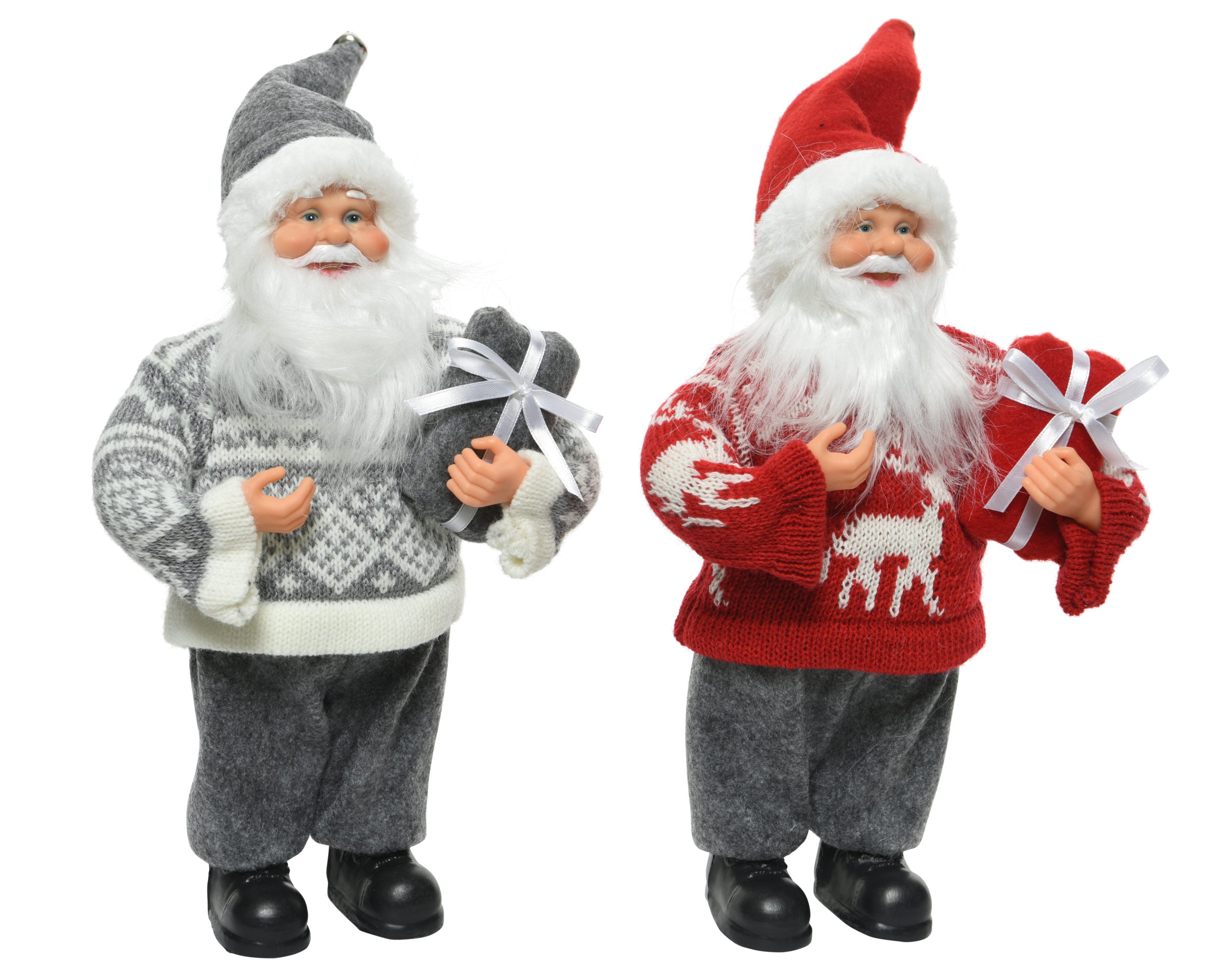 Babbo Natale con maglione decorativo 10 x 30 cm decorazione natalizia con pacco regalo - DeMatteis.it