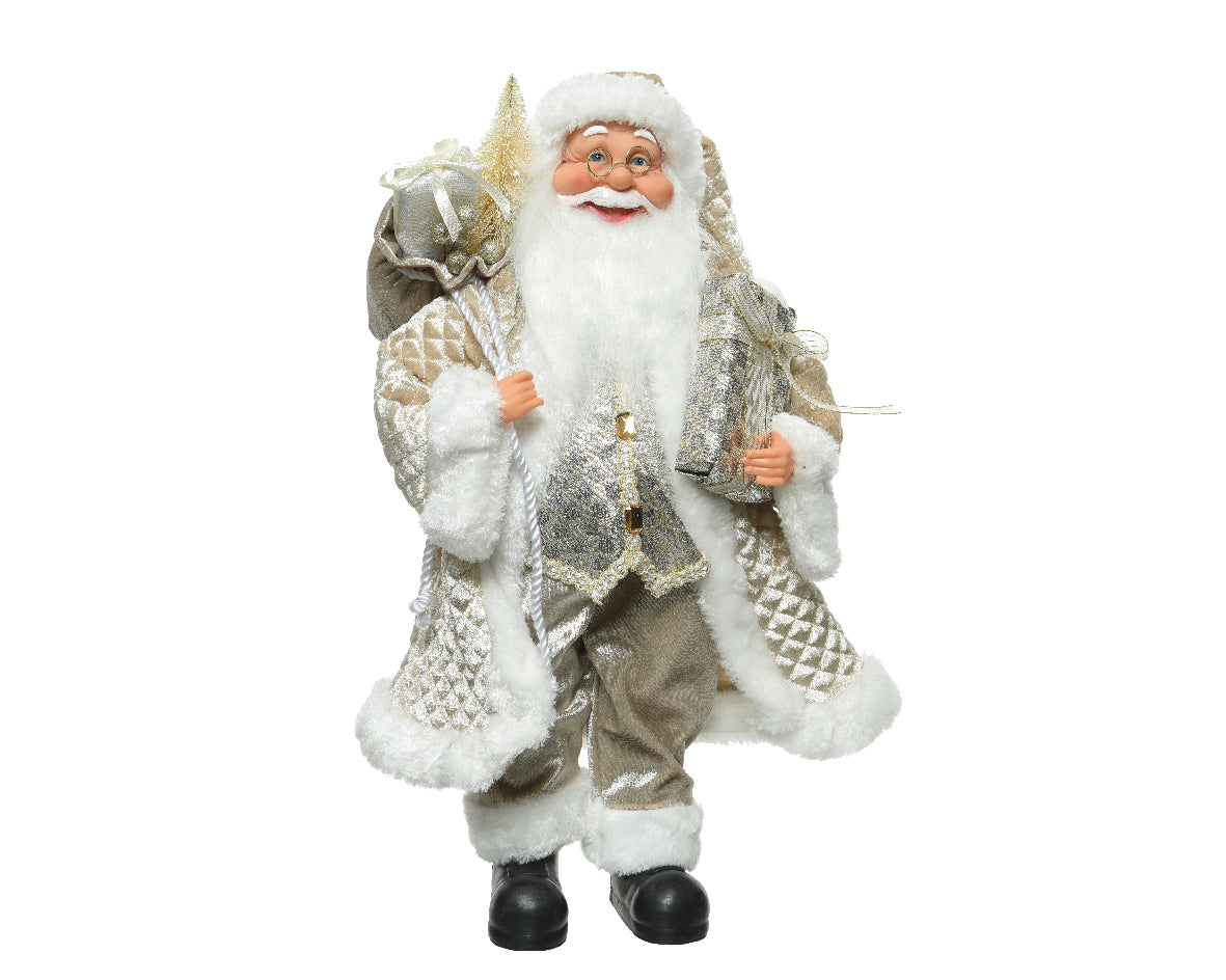 Babbo Natale decorativo silver 60 cm con sacco regalo per addobbi natalizi - DeMatteis.it