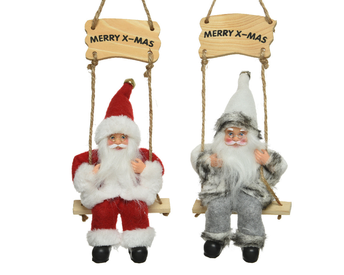 Babbo Natale su altalena decorazione natalizia 8x10x20 cm ornamento tradizionale - DeMatteis.it