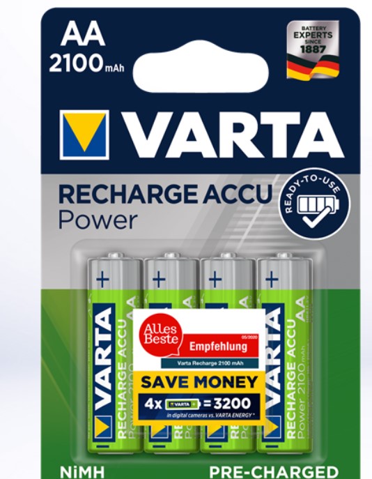 Batteria Stilo Ricaricabile 2100 Mah R2U 2 Pezzi Varta