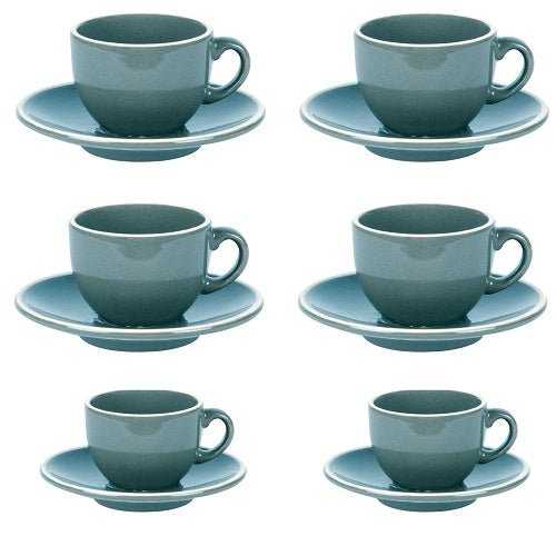 Set 6 Tazzine Caffe' Serie Otello Azzurro Crema