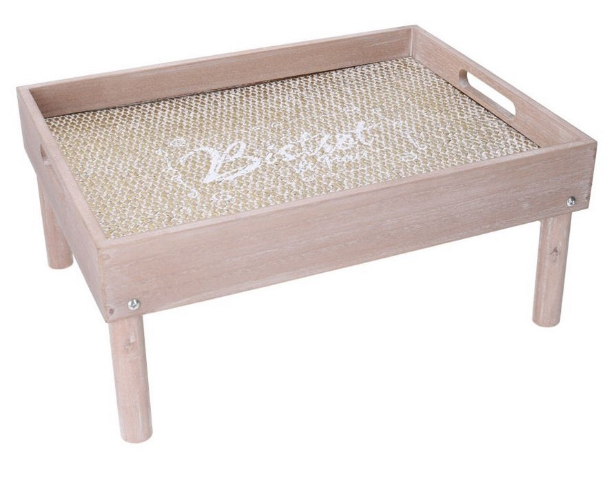 Vassoio Tavolino Legno 40X30X6/18 Cm