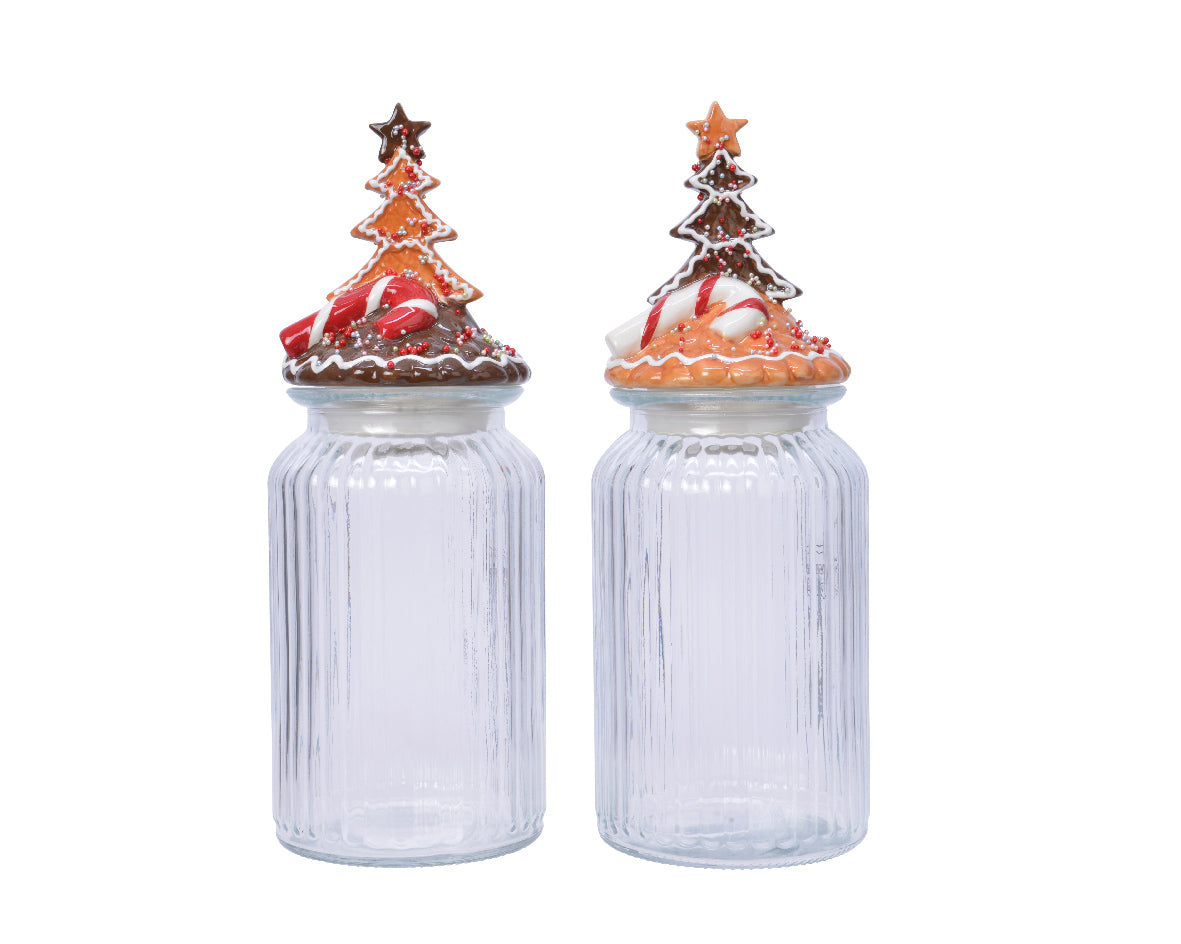 Barattolo con coperchio decorativo a forma di biscotto natalizio 11x28 cm per conservazione alimenti - DeMatteis.it
