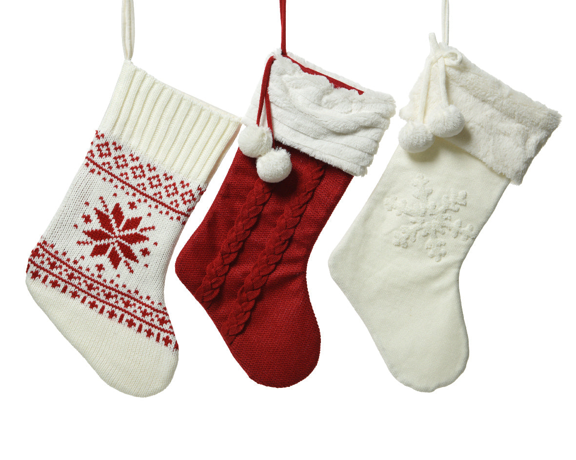 Calza Natale Bianco Rosso 53X28 Cm 1 Pezzo
