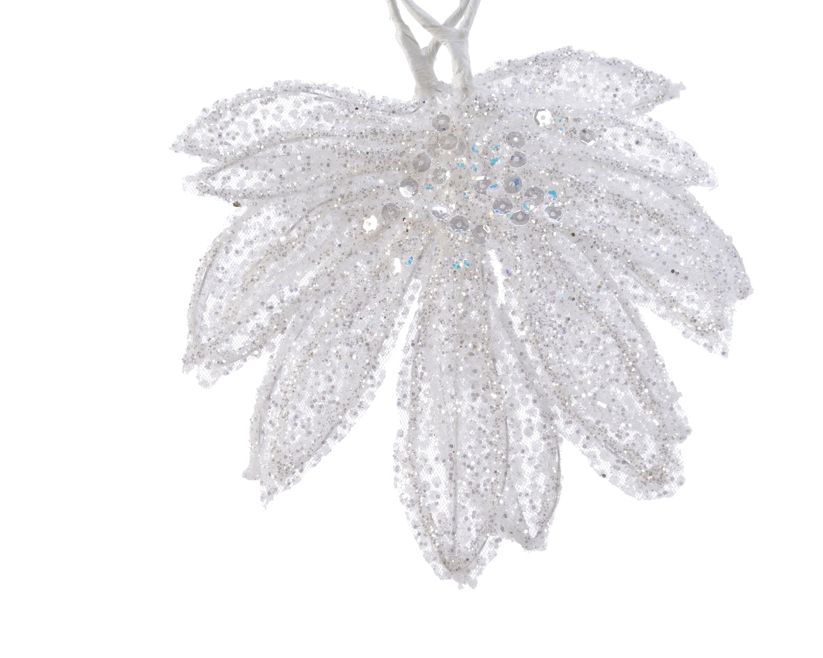 Set 2 Foglie Ghiacciate decorative in poliestere 14 x 15 cm per addobbi natalizi - DeMatteis.it