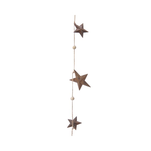 Ghirlanda Star Rustic decorativa con stelle in legno e perline per addobbi casa e giardino - DeMatteis.it