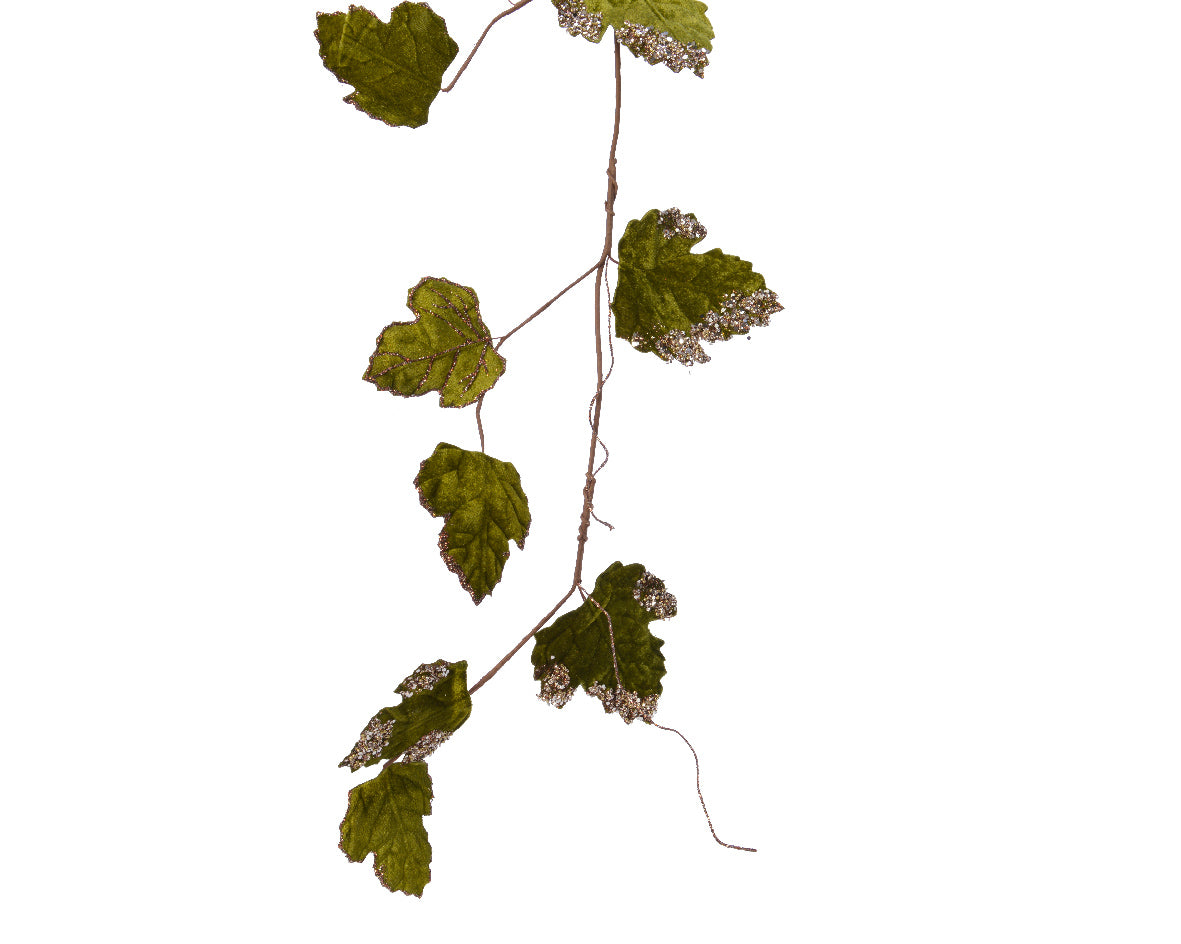 Ghirlanda decorativa con foglie in velluto per addobbi e decorazioni d'interni - DeMatteis.it