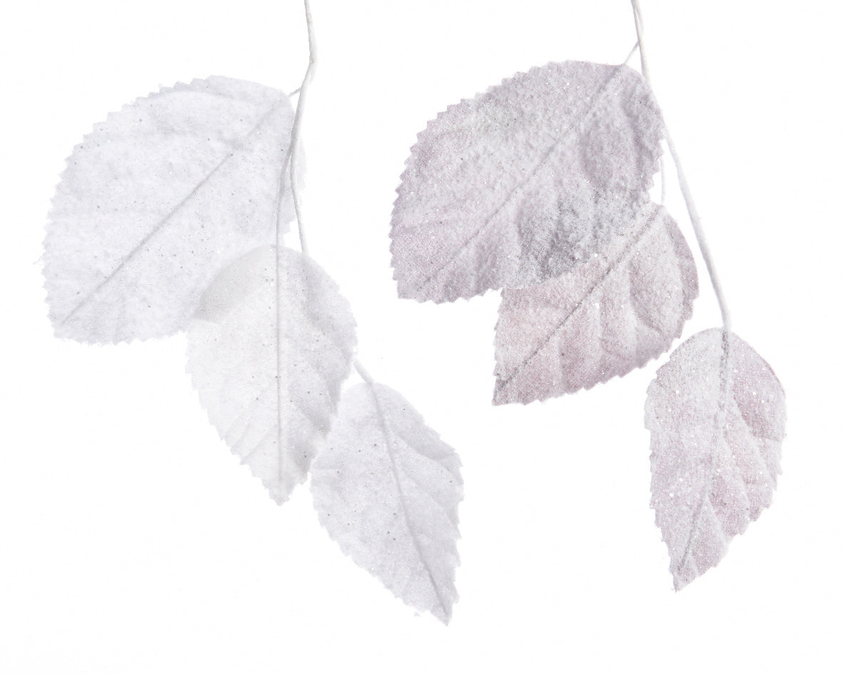 Ramo Foglie Ghiacciate 30 cm decorazione natalizia in poliestere per addobbi - DeMatteis.it