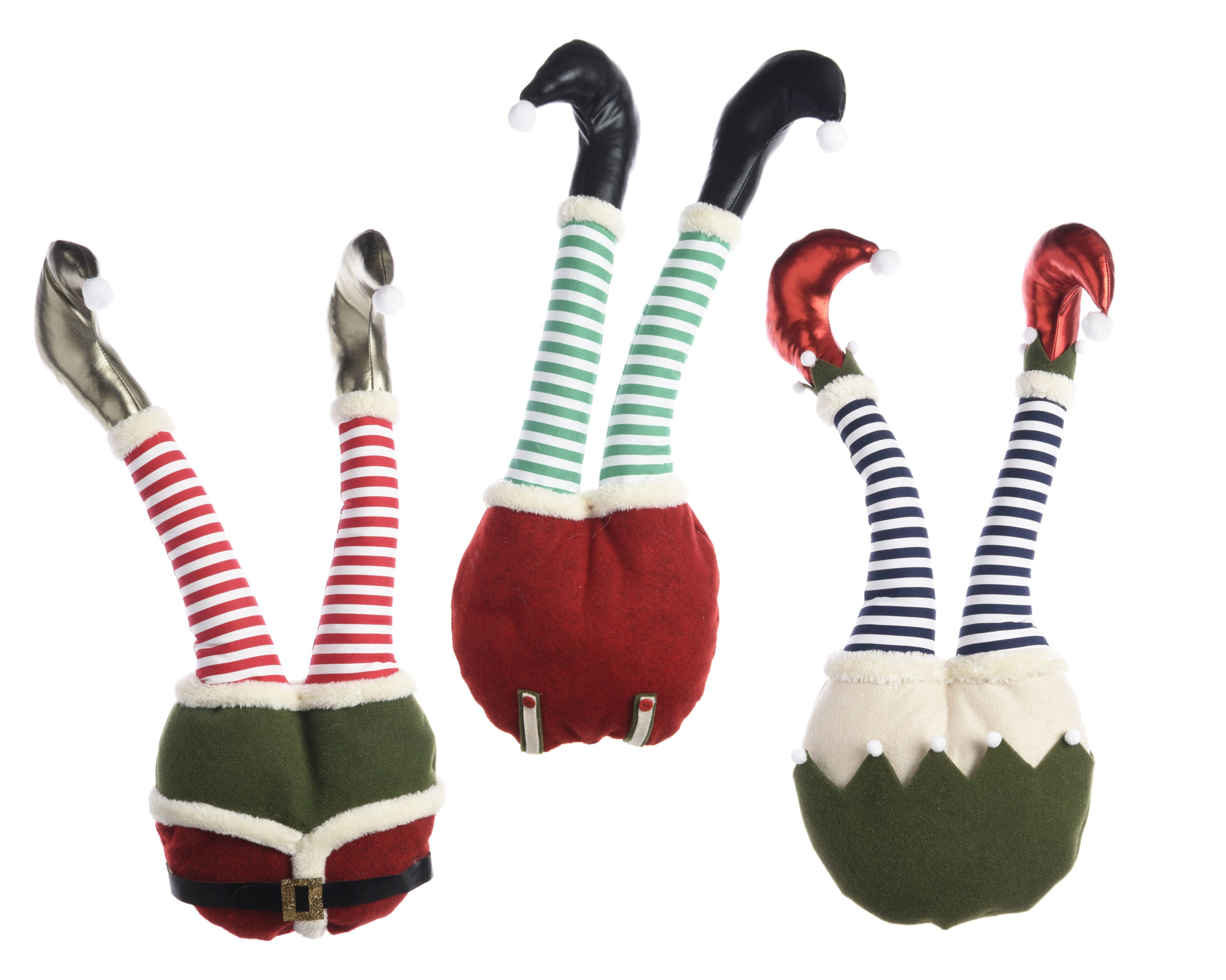 Gambe Elfi Babbo Natale decorazione natalizia 9 x 28 x 64 cm per addobbi festivi - DeMatteis.it