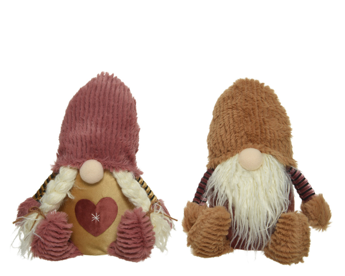 Gnomo Seduto decorativo 11x16x35 cm addobbo natalizio con cappello in tessuto - DeMatteis.it