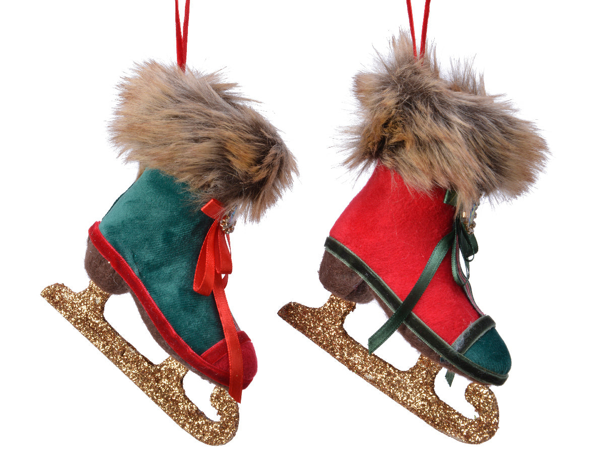 Pendente Pattino Tessuto Scozzese decorazione natalizia 12 x 12 cm con lacci per appendere - DeMatteis.it