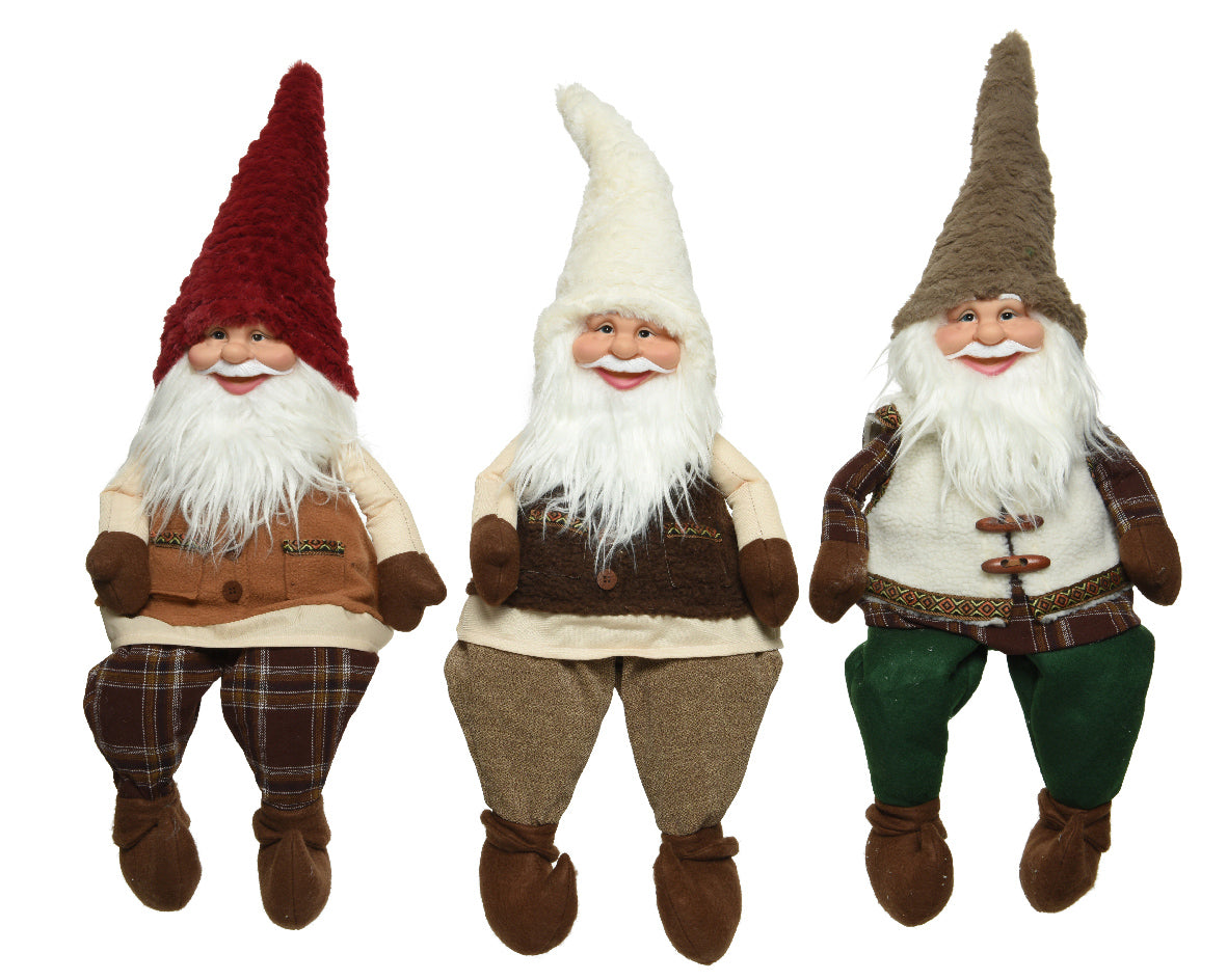 Gnomo Seduto decorativo con gambe penzolanti altezza 75 cm per arredamento natalizio - DeMatteis.it