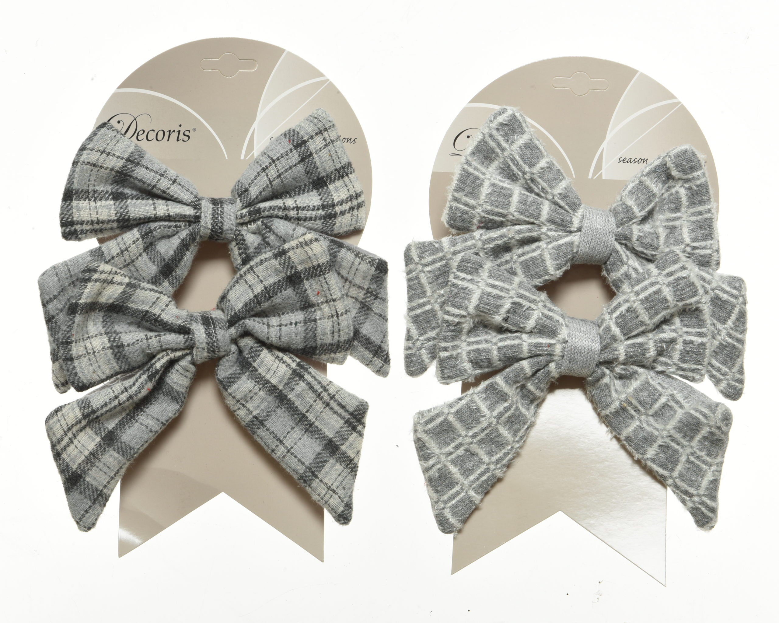 Set 2 Fiocchi decorativi grigi 16 x 16 cm per addobbi natalizi e decorazioni festive - DeMatteis.it