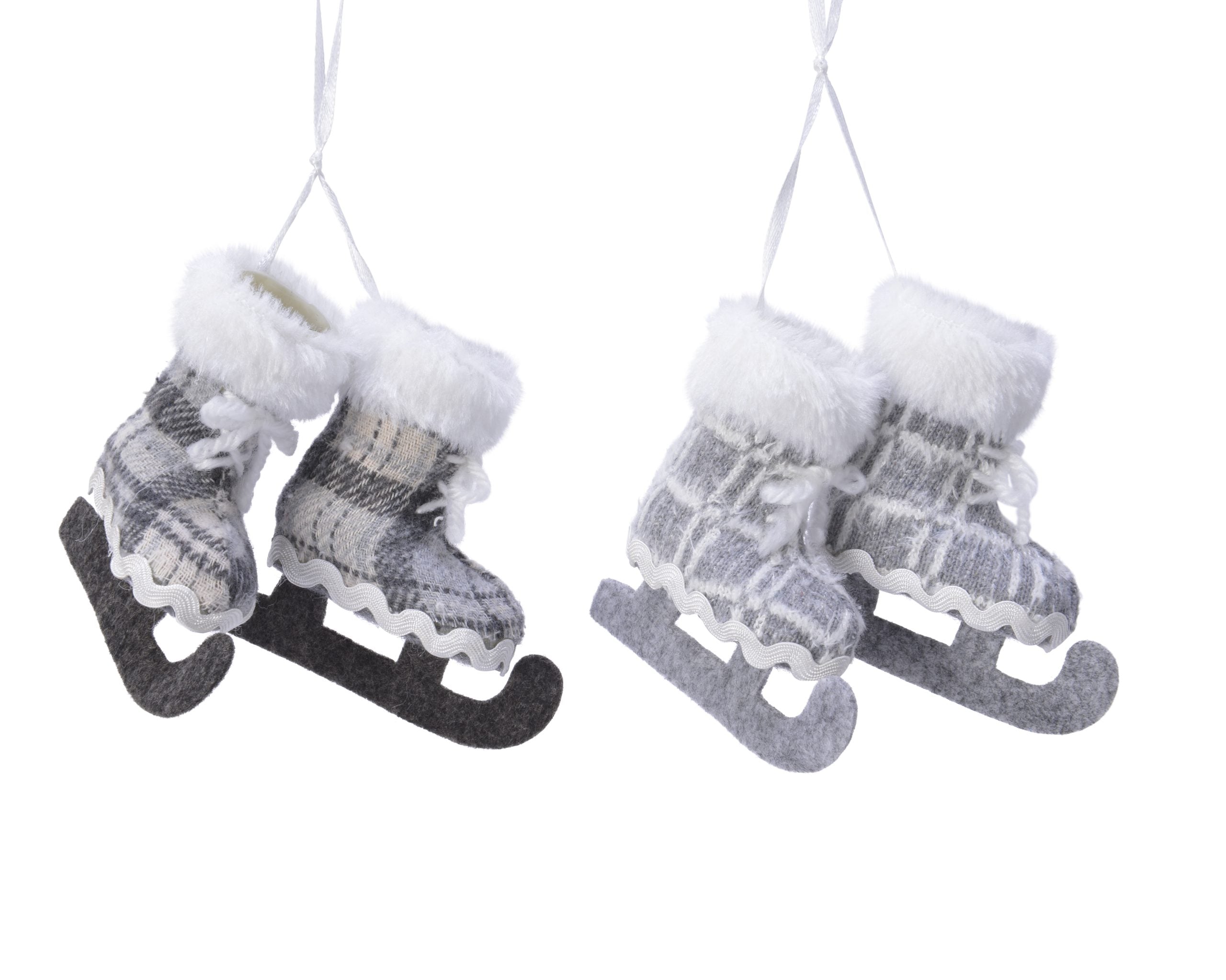 Pattini da appendere grigi decorativi con scarponcini in tessuto 7 x 7 cm per addobbi natalizi - DeMatteis.it