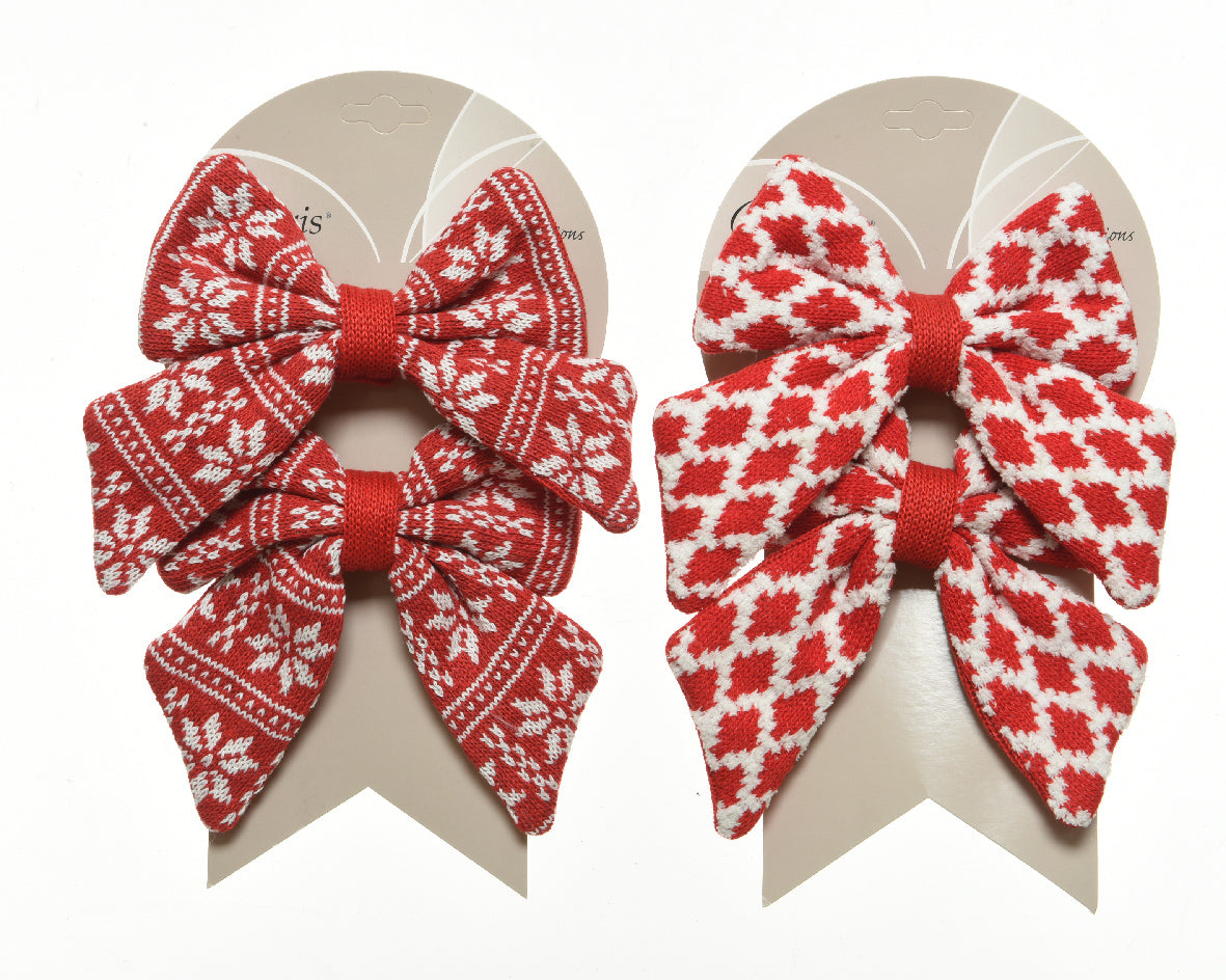 Set 2 Fiocchi decorativi natalizi dimensioni 16 x 16 x 2 cm per decorazioni festive - DeMatteis.it