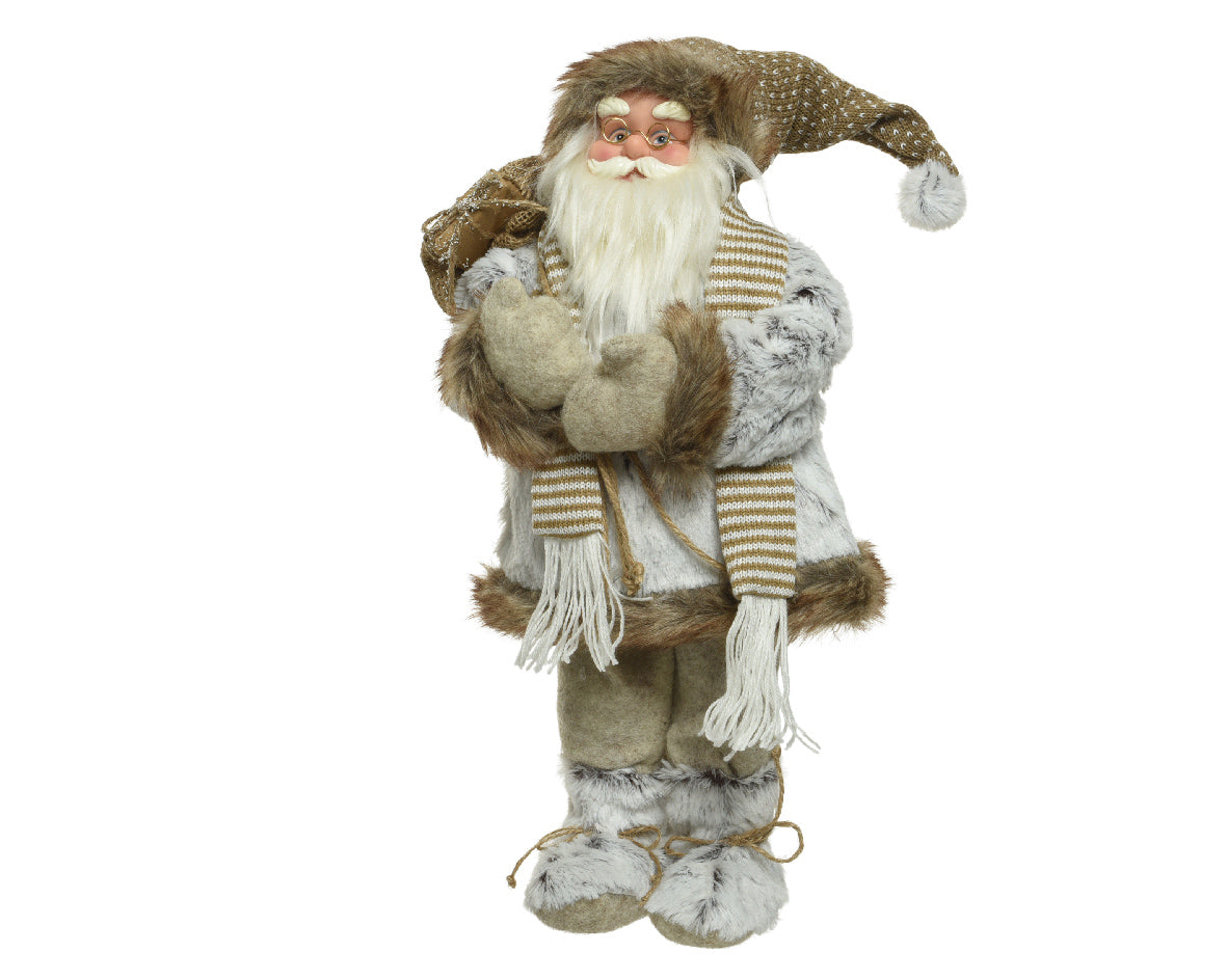 Babbo Natale decorativo marrone 60 cm per addobbi natalizi con sacco regalo - DeMatteis.it