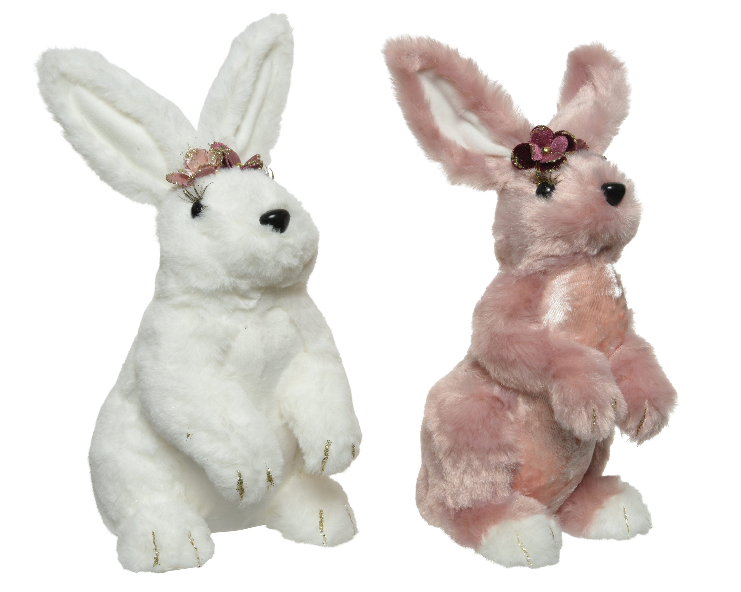 Coniglietto decorativo con fiore ornamento pasquale 12 x 15 x 25 cm peluche - DeMatteis.it