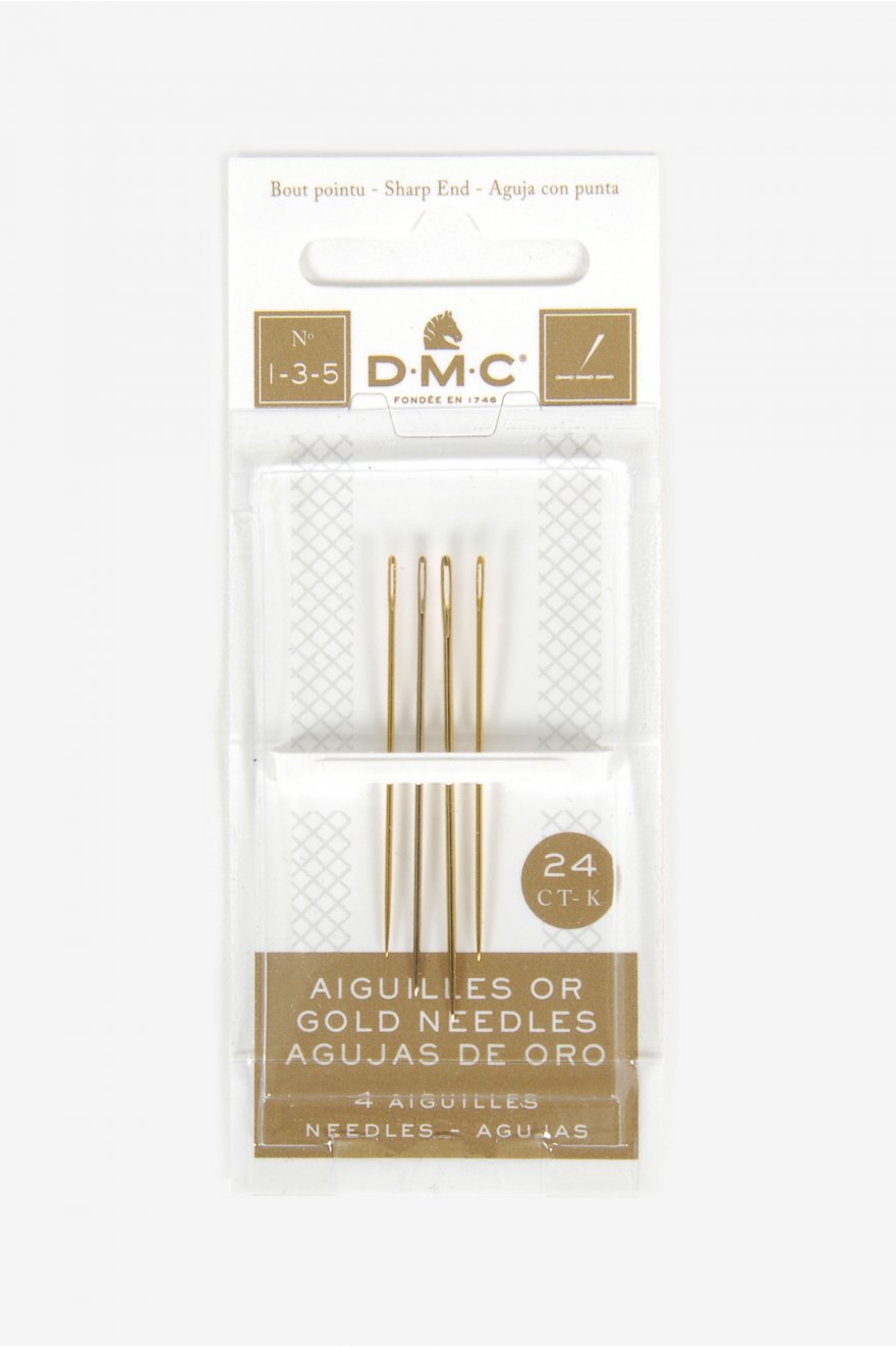 Aghi Dmc Tappezzeria Placcati Oro Misura 1/3/5: Aghi da tappezzeria placcati in oro di varie misure, ideali per cuciture e lavorazioni di alta qualità. | Dematteis.it