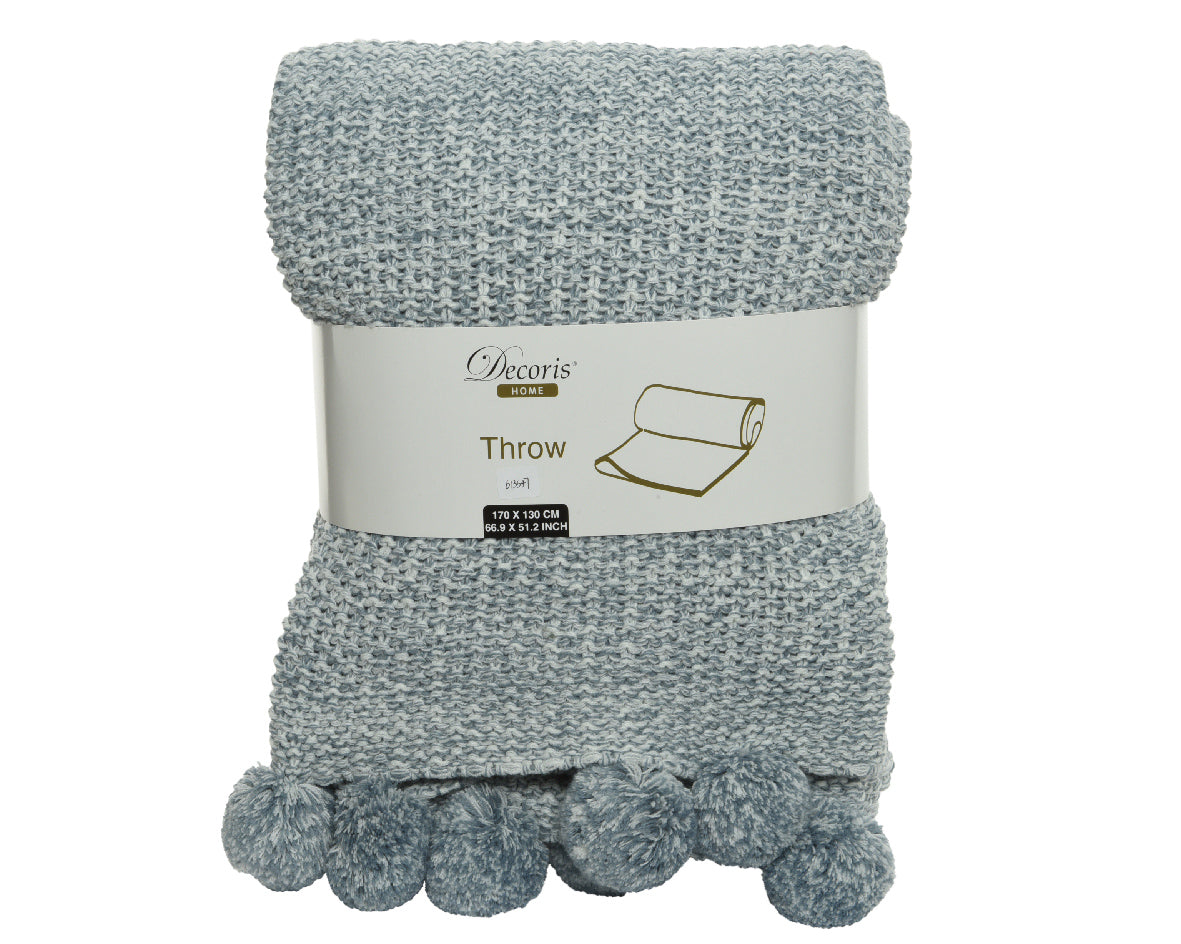 Plaid Con Pompom Blu 130X170 Cm