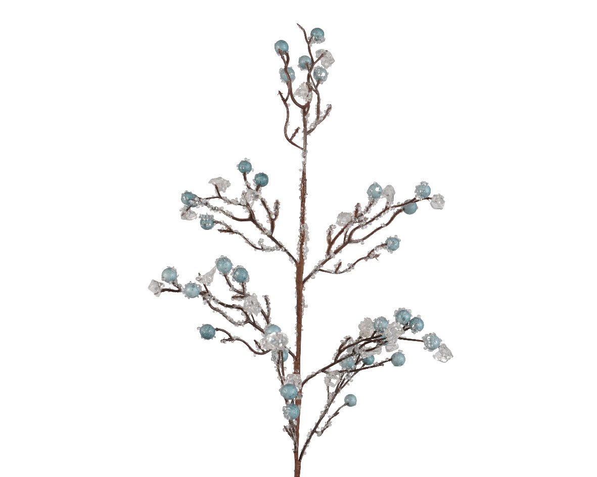 Ramo Bacche Blu Ghiacciate 75 cm decorativo artificiale in schiuma per addobbi natalizi - DeMatteis.it