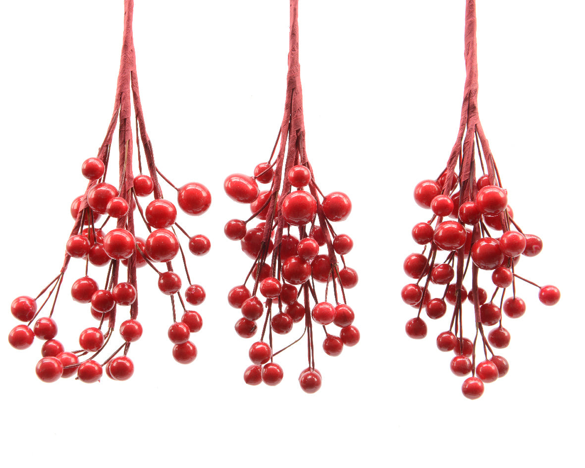 Ramo Bacche Rosse decorativo artificiale da 15 cm per addobbi natalizi e decorazioni - DeMatteis.it