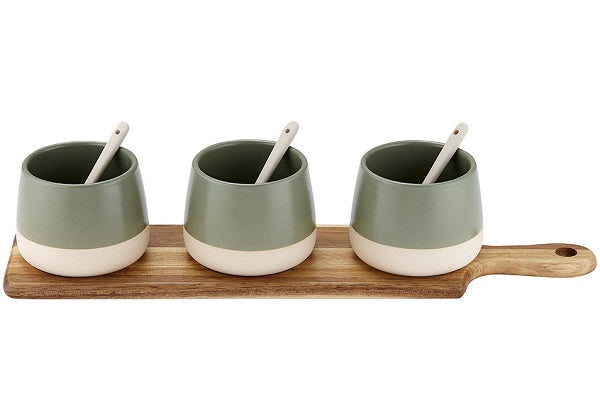 Vassoio Aperitivo Ciotole Verdi 40,5X10X8 Cm