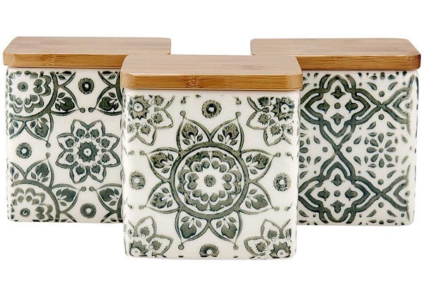 Contenitore Bianco Decoro Fiori Arancioni 11X11 Cm 1 Pezzo