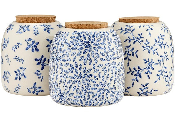 Contenitore Bianco Decoro Fiori Azzurri 11X11 Cm 1 Pezzo