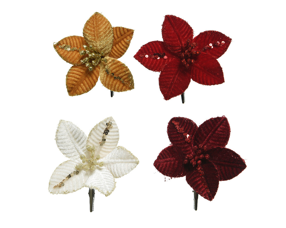 Poinsettia Velluti 10X2 Cm Finitura Oro 1 Pezzo