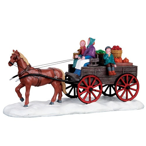 Going To Market Lemax decorazione natalizia con carro trainato da cavalli e figurine per villaggi natalizi - DeMatteis.it
