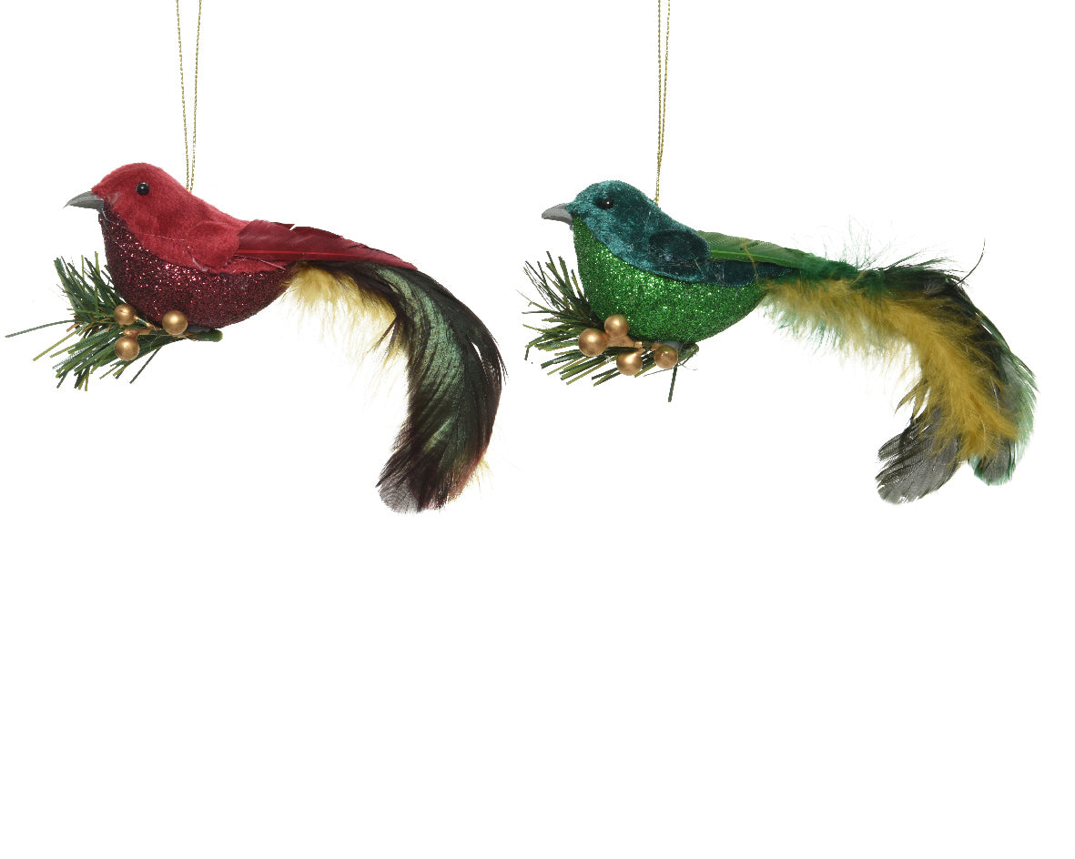 Uccellino decorativo con clip per addobbi natalizi dimensioni 5 x 18 x 7 cm ornamento appendibile - DeMatteis.it