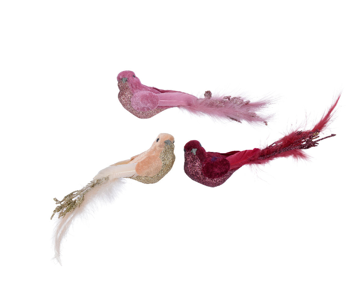 Uccellino decorativo con clip per albero di Natale finitura oro dimensioni 5x16x6 cm - DeMatteis.it