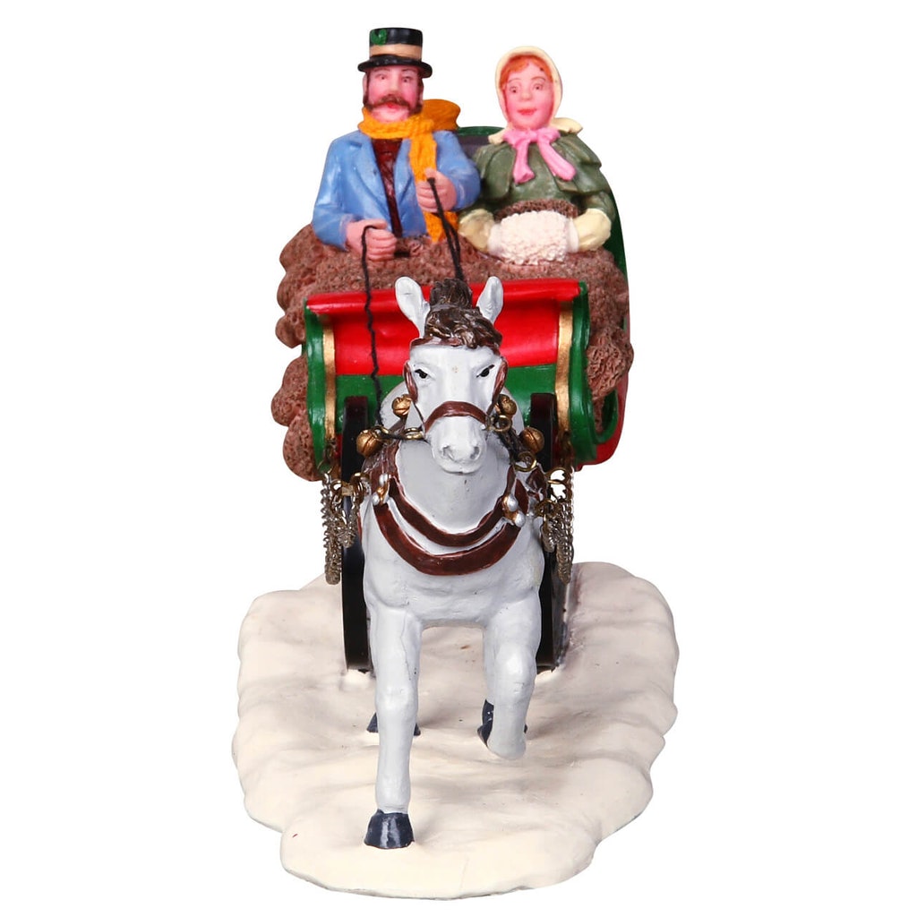 Sleigh Ride Lemax figurina decorativa natalizia per villaggio di Natale con slitta e personaggi - DeMatteis.it