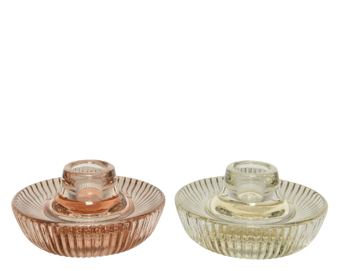 Portacandele Vetro Finitura Ambra D 10X6 Cm