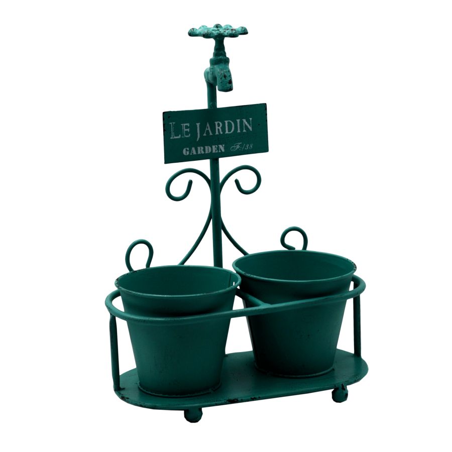 Portavaso Metallo Verde 25X13X33 Cm