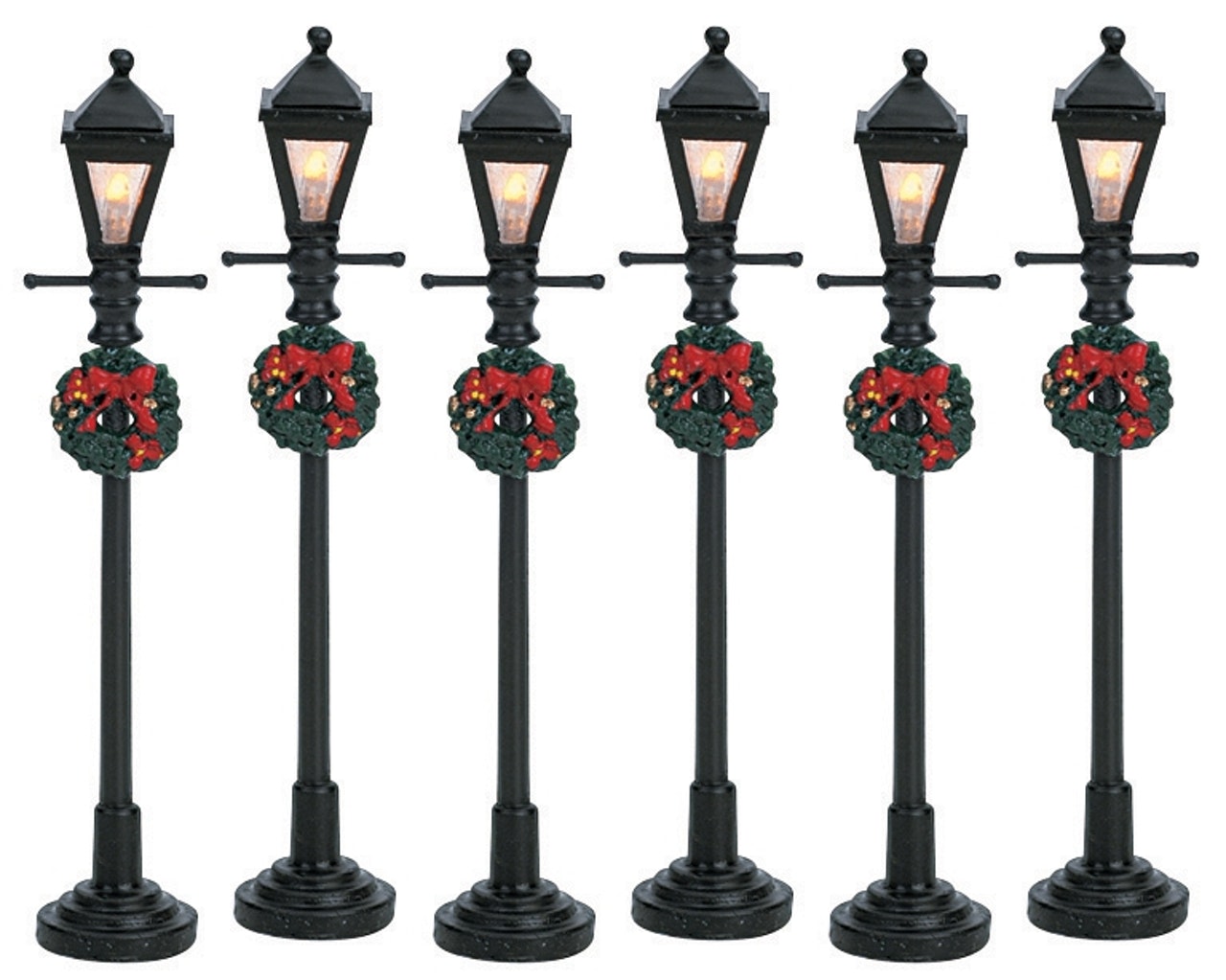 Gas Lantern Street Lamp Set Of6 Lemax lampioni decorativi per villaggi natalizi set da 6 pezzi - DeMatteis.it