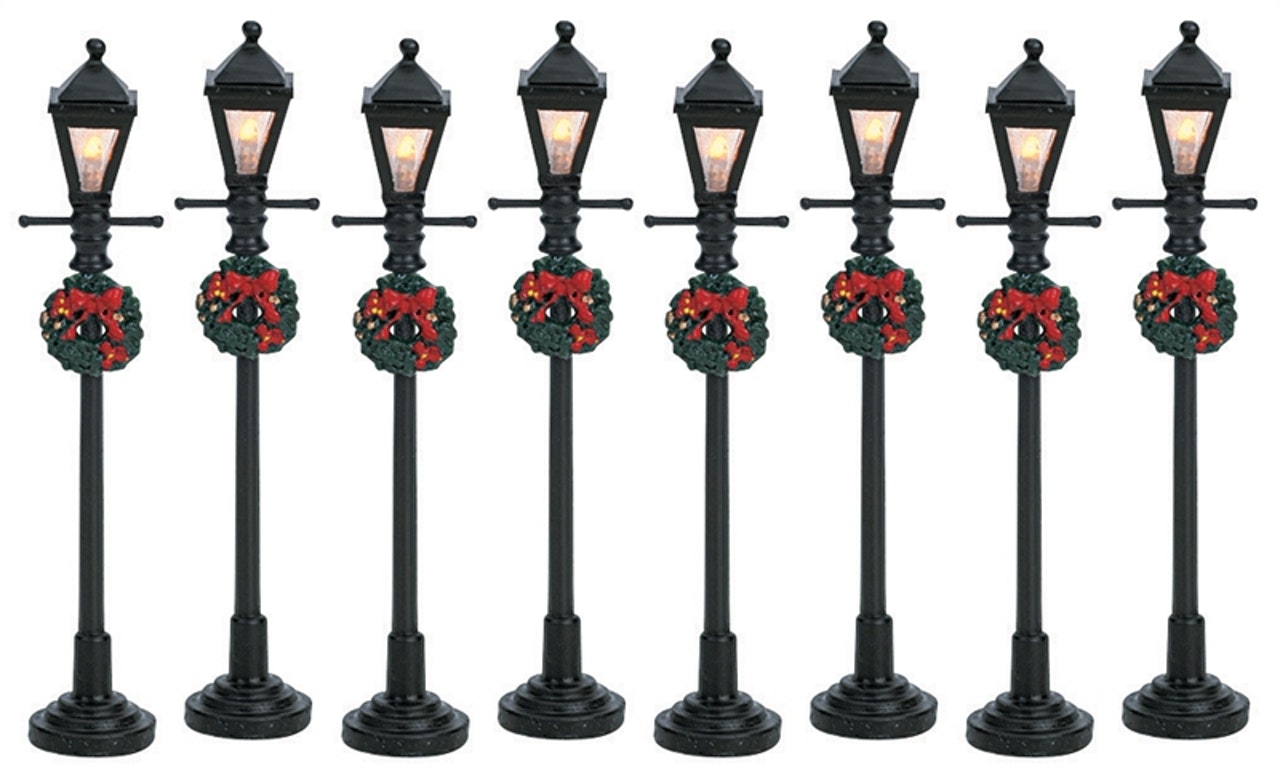 Gas Lantern Street Lamp Lemax set lampioni decorativi per villaggi natalizi con illuminazione - DeMatteis.it