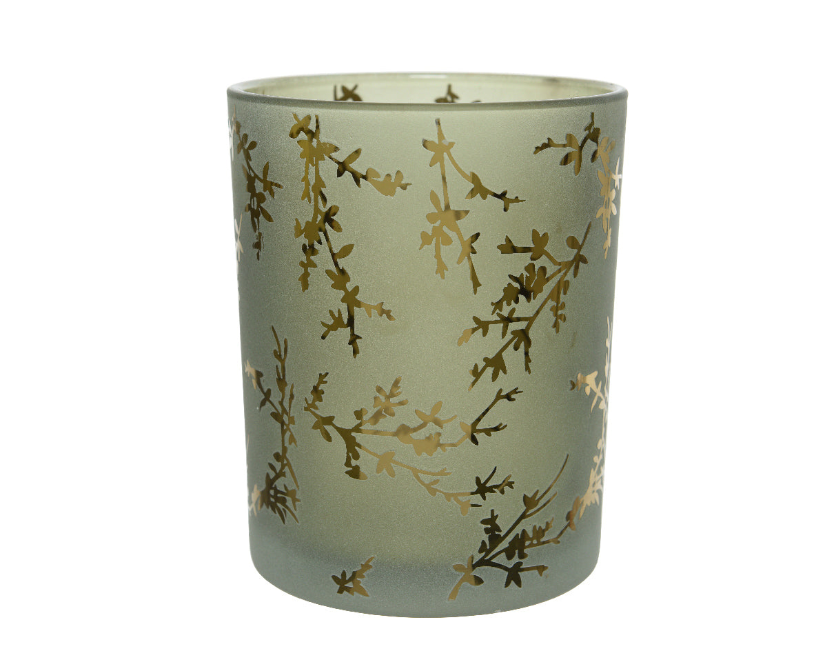 Porta T Light Verde 10X13 Cm Rami Foglie Oro