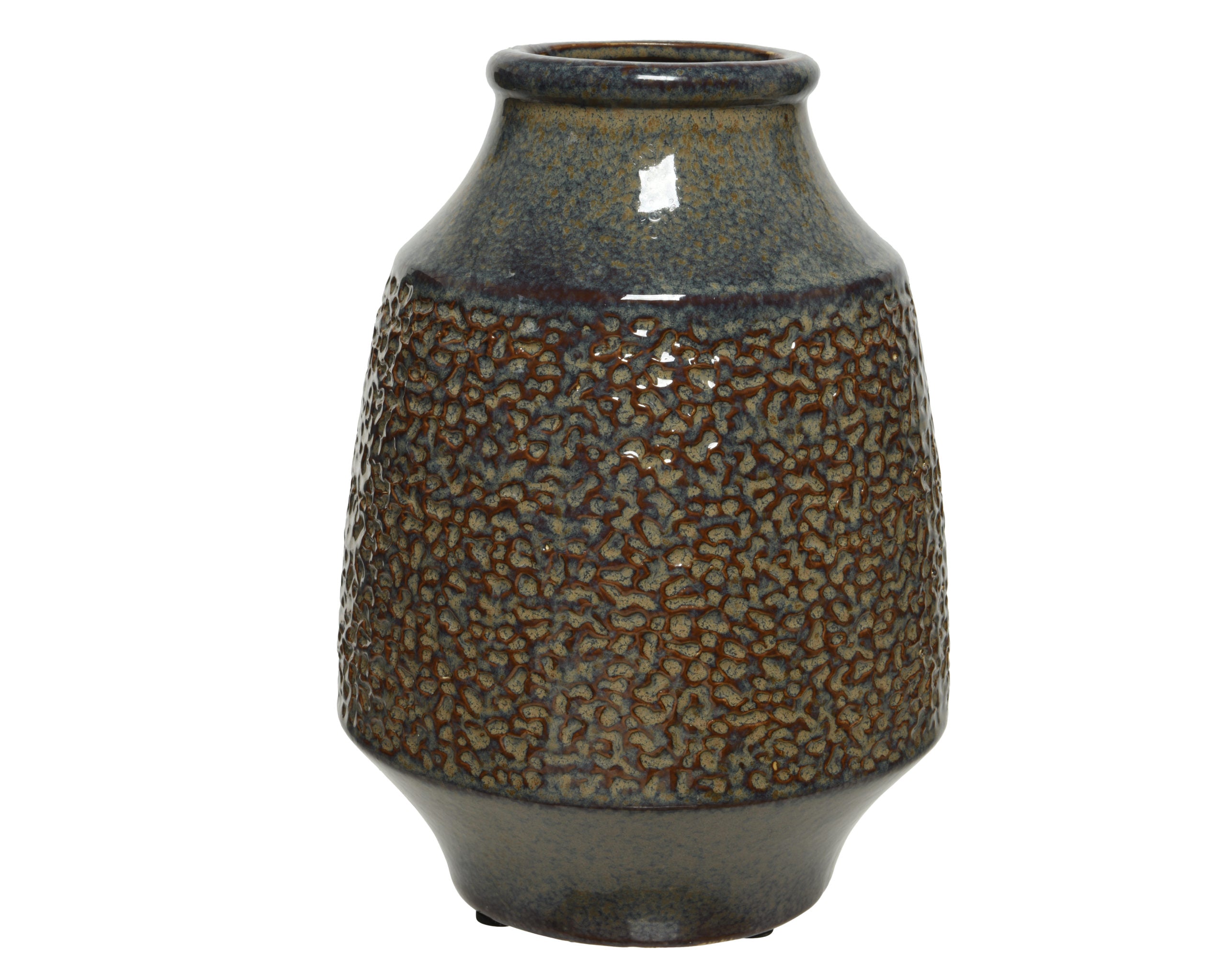 Vaso Blu Decorato Marrone D 19X26 Cm