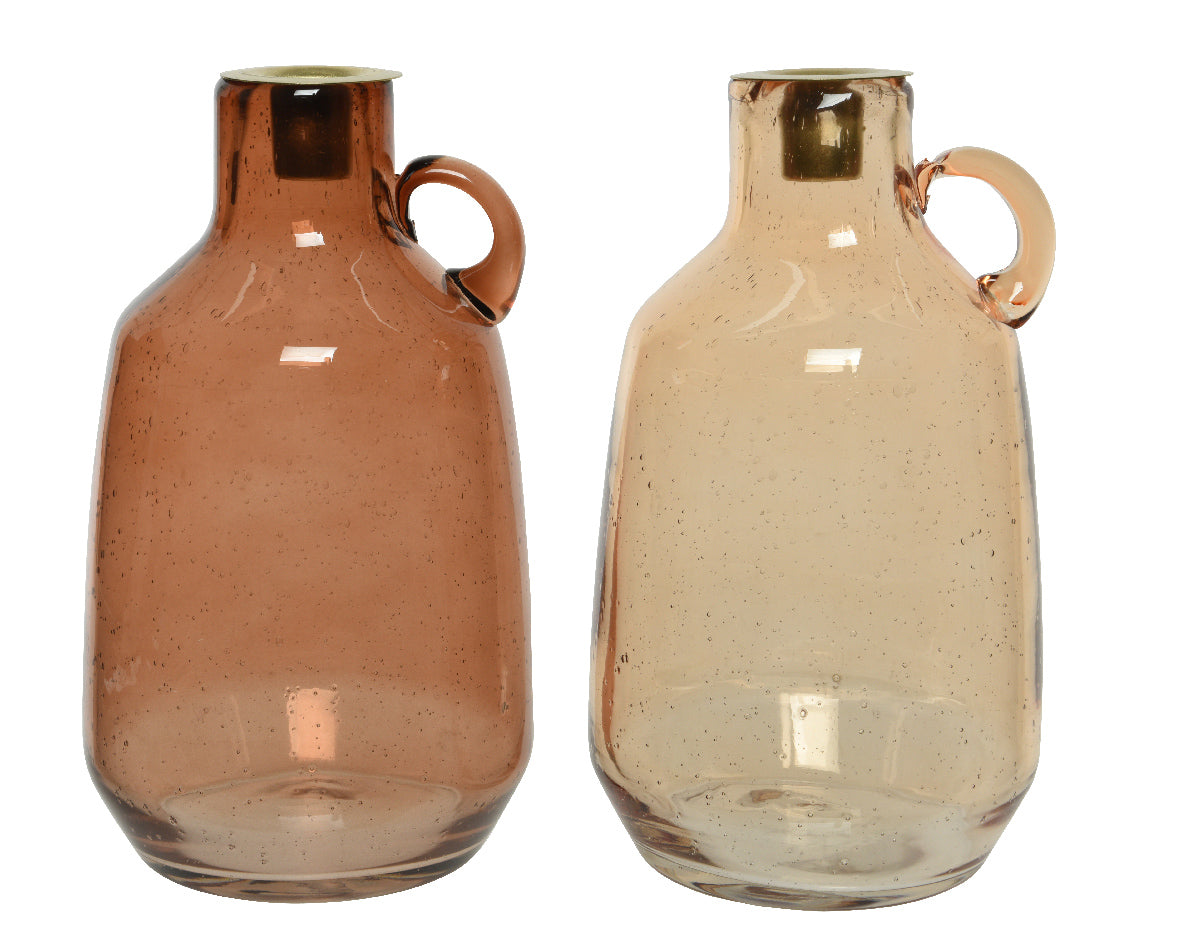 Portacandele Vetro Finitura Ambra D 13X22 Cm 1 Pezzo