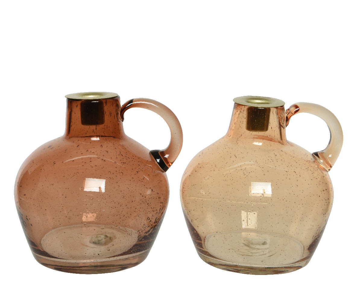 Portacandele Vetro Finitura Ambra D15X15 Cm 1 Pezzo