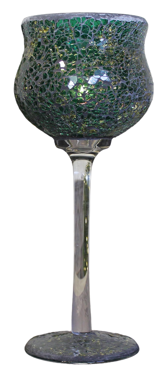 Portacandele Mosaico Verde 12X30 Cm