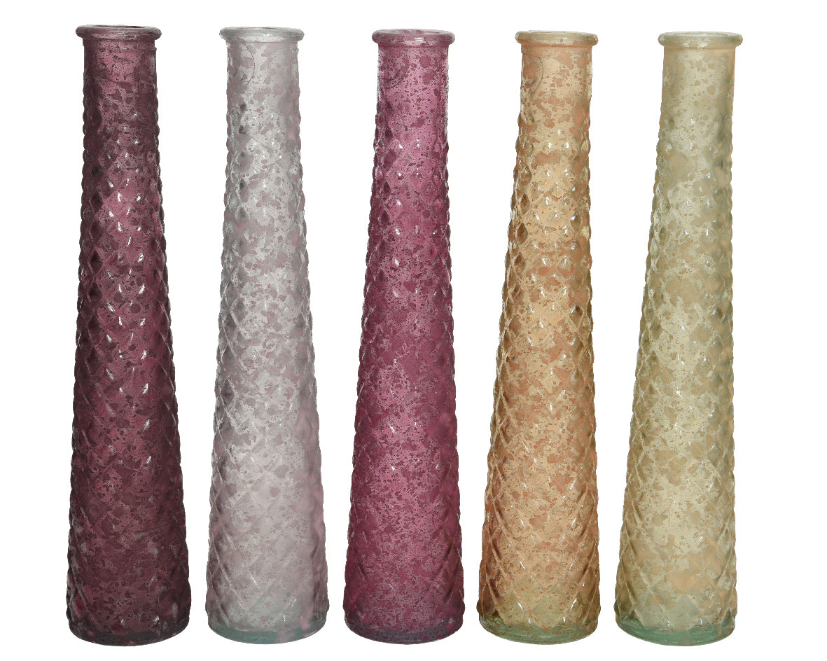 Vaso Vetro Riciclato D5X32 Cm Finitura Anticata 1 Pezzo