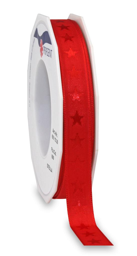 Nastro Stella Red 15 mm x 20 ml decorativo con stelle per confezioni e decorazioni natalizie - DeMatteis.it