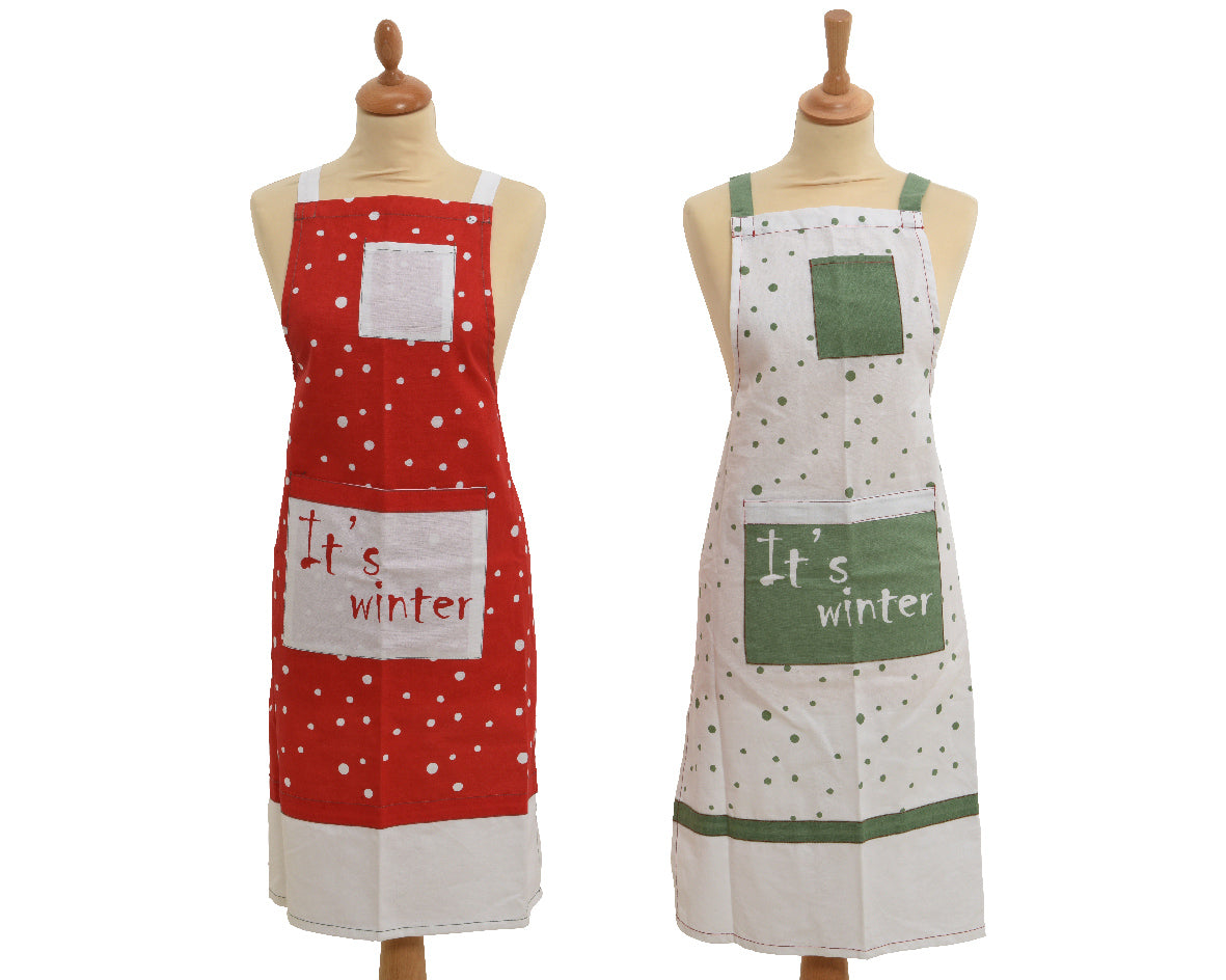Grembiule Adulto Colorato per cucina in cotone 100% dimensioni 90 x 60 cm con scritta "It's winter" - DeMatteis.it