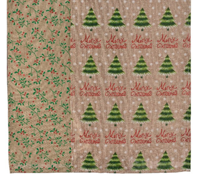 Tovaglia disegno natalizio 140 x 180 cm in poliestere con motivi di alberi e bacche per decorazioni natalizie - DeMatteis.it