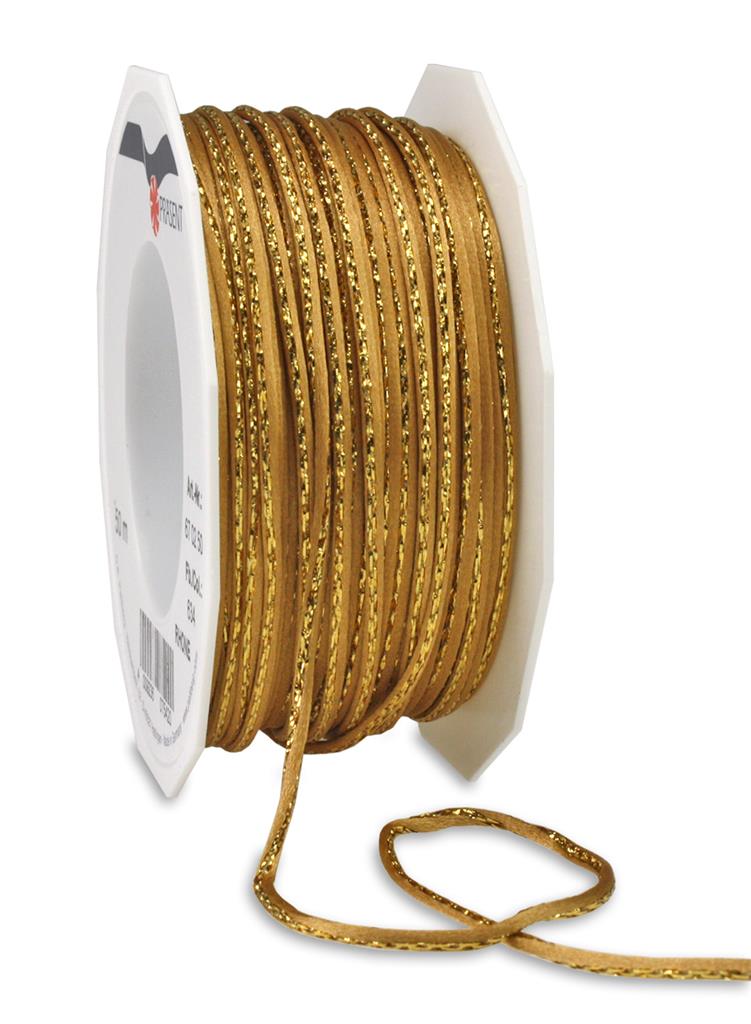 Nastro Rhone Gold 3 mm x 50 ml decorativo per confezioni regalo e decorazioni natalizie su rocchetto - DeMatteis.it