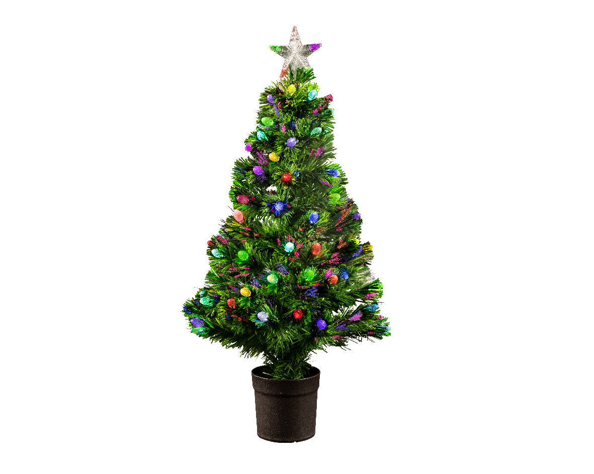 Albero Di Natale Fibra Ottica Prestwick decorativo con illuminazione LED multicolore altezza 90 cm - DeMatteis.it
