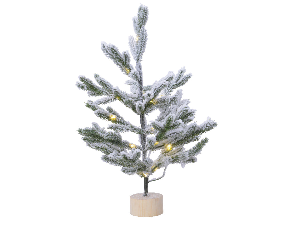 Albero Ghiacciato 60 cm con micro LED warm white per decorazione natalizia su base in legno - DeMatteis.it